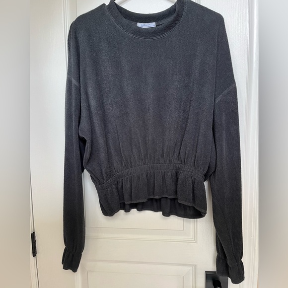 Zara textured lightweight knit/top-cinched elastic waist and cuffs, size M US. - Picture 9 of 10